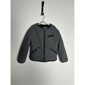 Bonpoint Gray 100% Virgin Wool Moto Jacket With Zipper Pockets Girls Size 6